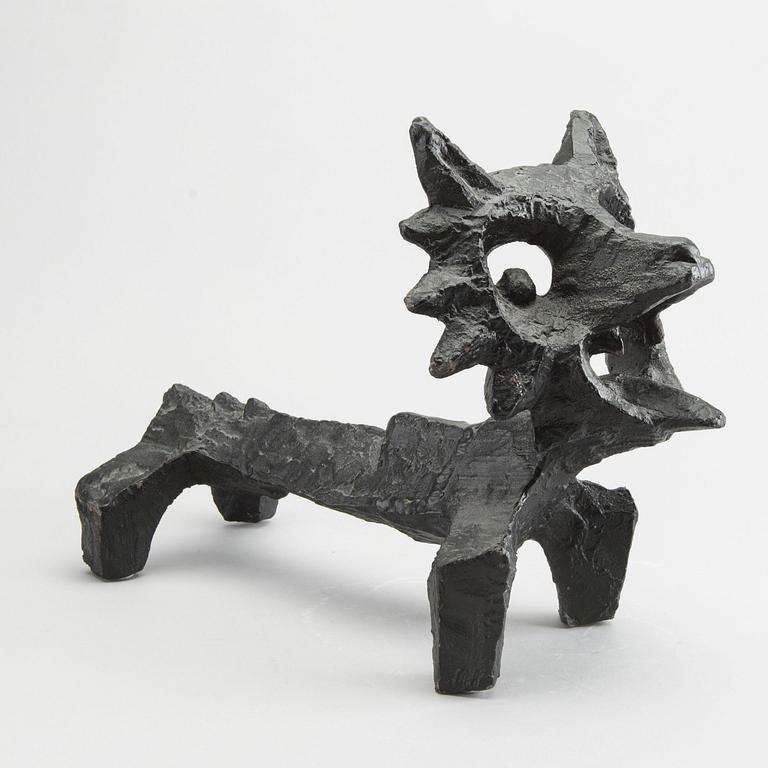 An second half of the 20th century Olle Hermansson cast iron andiron "Räven" from Husqvarna.