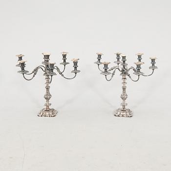Candelabras, a pair, nickel silver, likely England circa 1900.