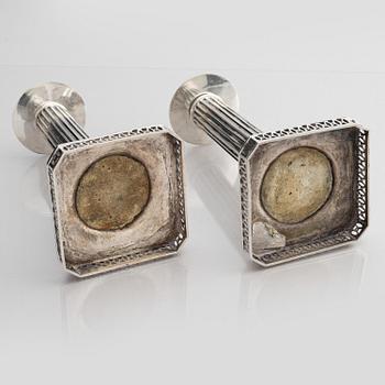 Pehr Zethelius, ljusstakar, ett par, silver, Stockholm 1794. Gustavianska.