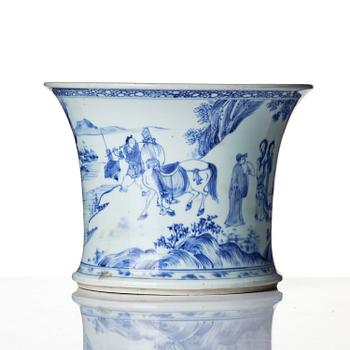 A blue and white ’Western Chamber’ brush pot, Bitong, Qing dynasty, early Kangxi (1662-1722).