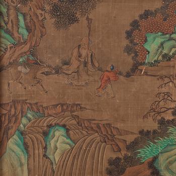 Rullmålning, signerad Wen Zhengming (1470-1559),