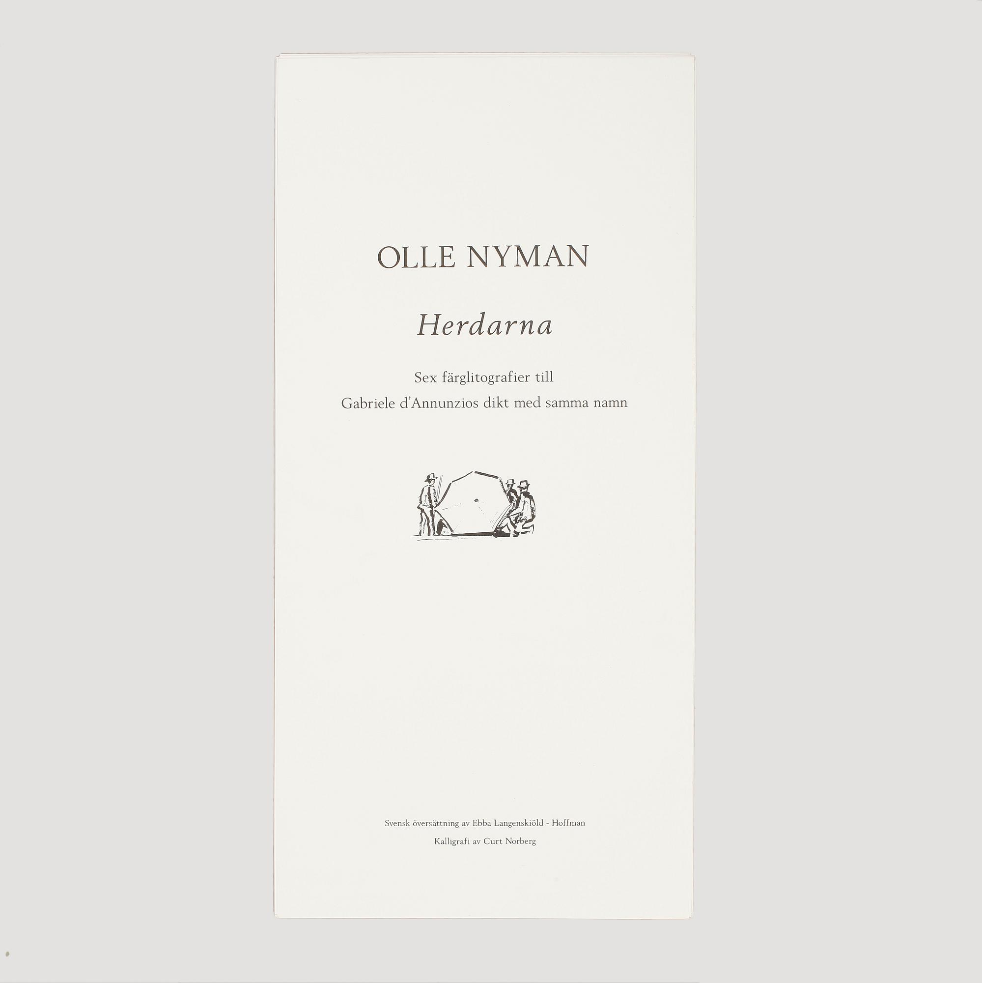 OLLE NYMAN, mapp, färglitografier och dikter, "Herdarna", 1996.