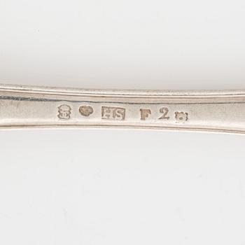 Six Swedish 18th century silver spoons, marks of Johan Henrik Schvart, Karlskrona 1788.