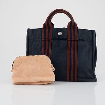 Hermès, "Fourre tout PM" bag and toiletry bag.