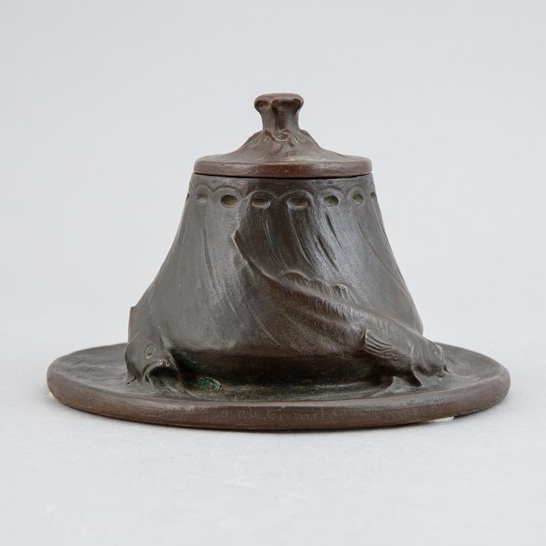 Ragnhild Söderling, an Art Nouveau bronze inkwell, signed R. Söderling. Foundry mark A.B. E. Gj-metod Stockholm.