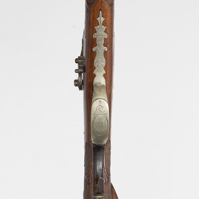 Slagslåsstudsare, märkt Lorentz Bössel in Suhl, 1800-talets mitt.