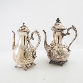 Coffee pots 2 pcs around 1900 silver-plated.