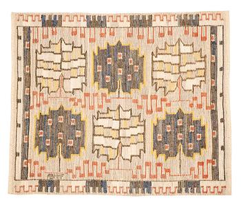 179. Märta Måås-Fjetterström, a textile, "Grodblad blå", flat weave, ca 62 x 76 cm, signed AB MMF.