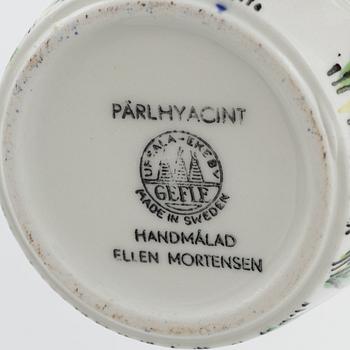 Ellen Mortensen, tekopp, flintgods, "Pärlhyacint", Upsala Ekeby/Gefle.