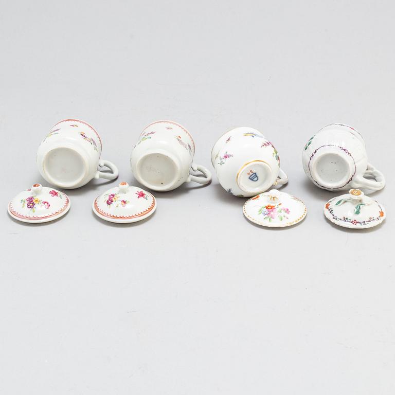 Four 18th century porcelain cream cups. Qianlong (1736-1795).