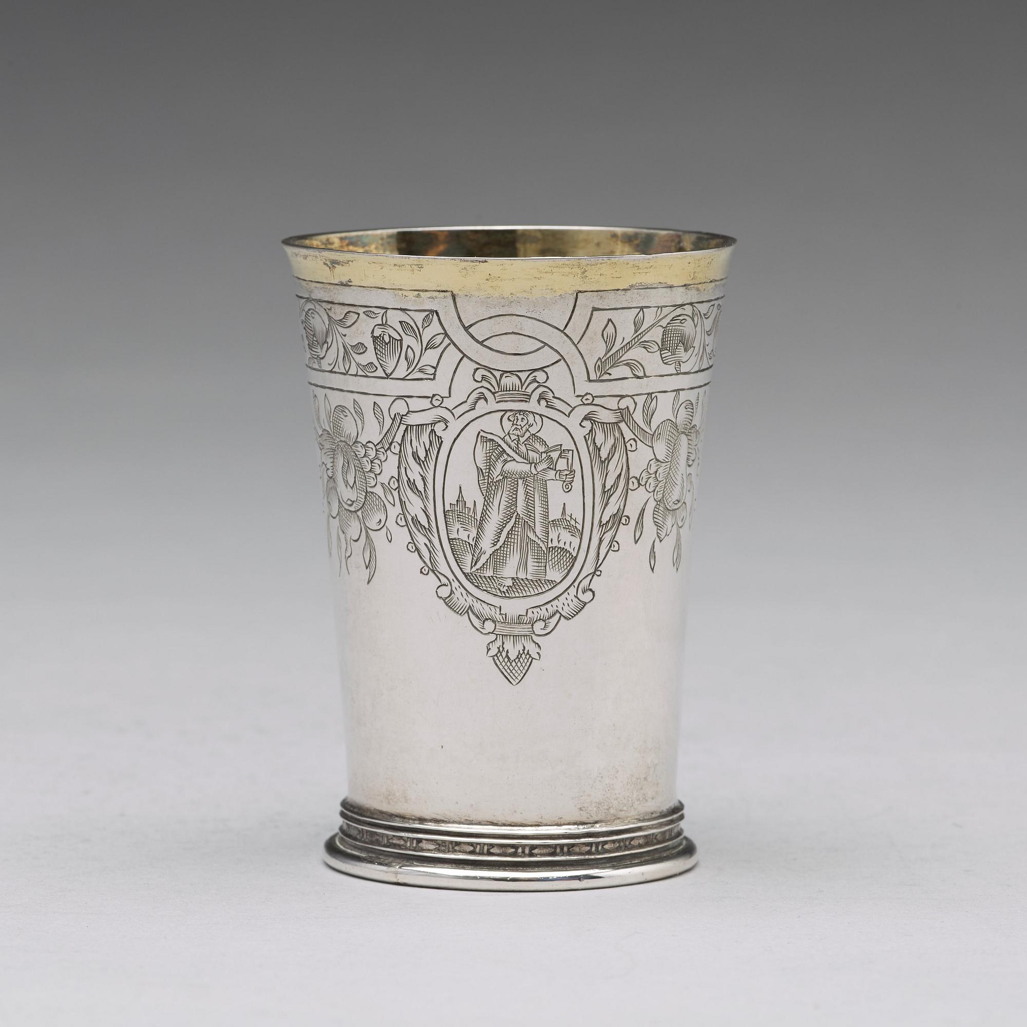 Andreas Pauli, bägare, silver, Köln (verksam 1663-1669). Senrenässans.