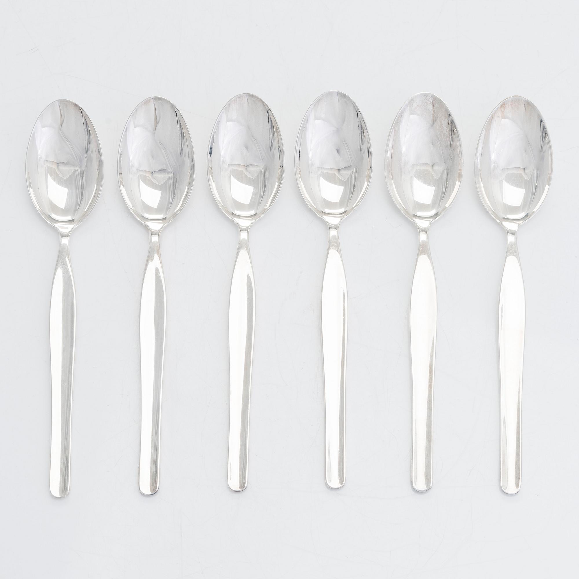 Tapio Wirkkala, bestickuppsättning, 19 dlr, silver, "Tapio", Kultakeskus, Tavastehus 1980-tal.