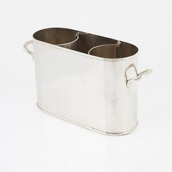 A silver plated wine cooler, contemporary.