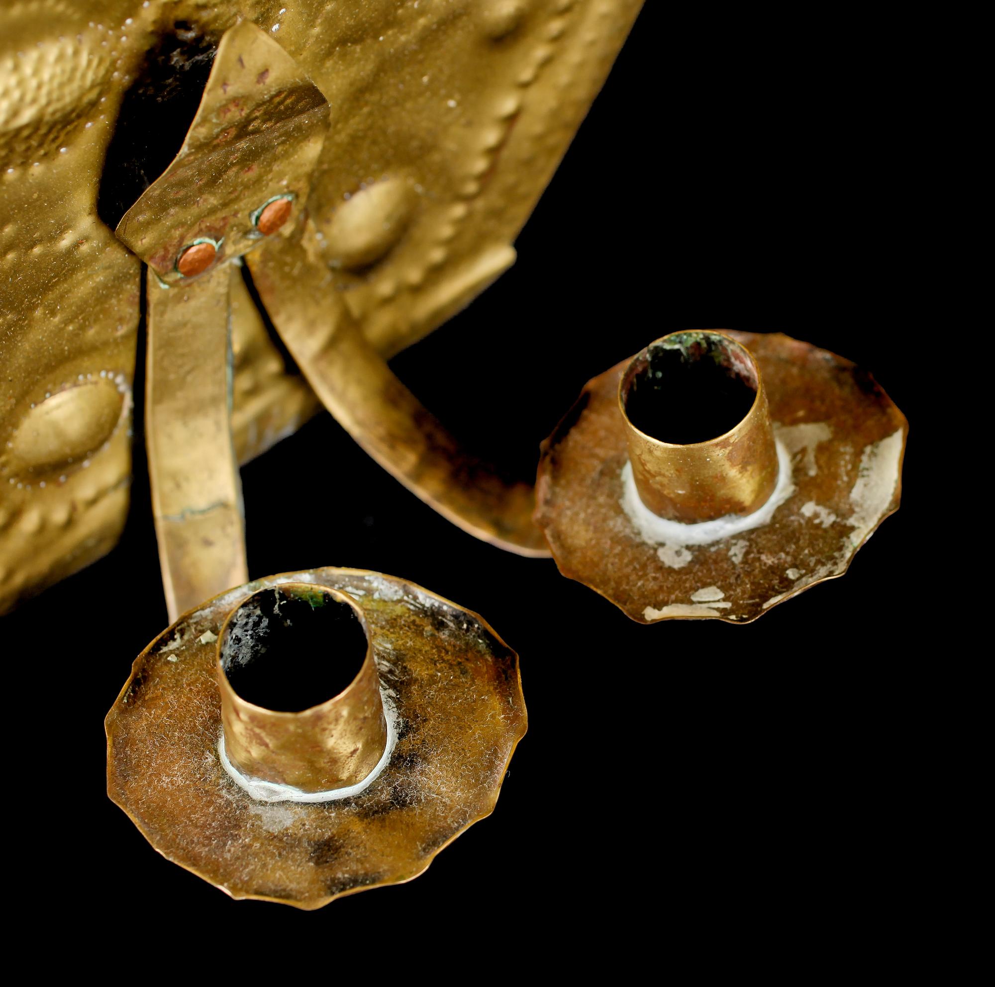 LJUSPLÅTAR, ett par, mässing, barockstil, omkring år 1900.