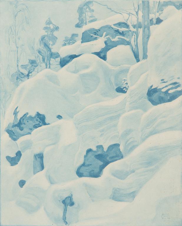 Akseli Gallen-Kallela, "Ilveslouhikko" (Rock cairn under snow).