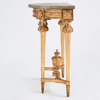 A Gustavian carved giltwood console table, late 18th Century.