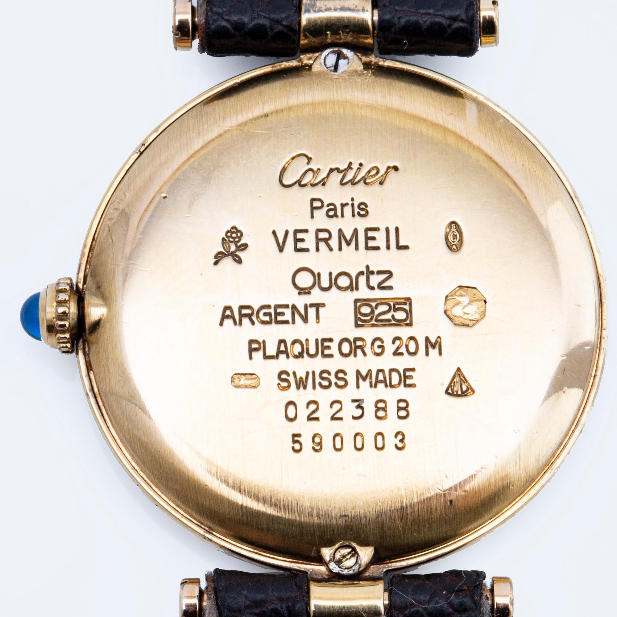 Cartier wristwatch, gilded silver, "Must de Cartier", 30 mm, quartz movement.