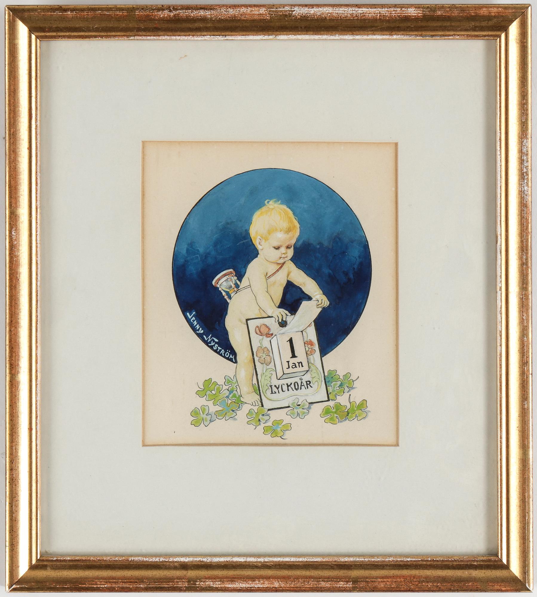 JENNY NYSTRÖM, akvarell, signerad Jenny Nyström.