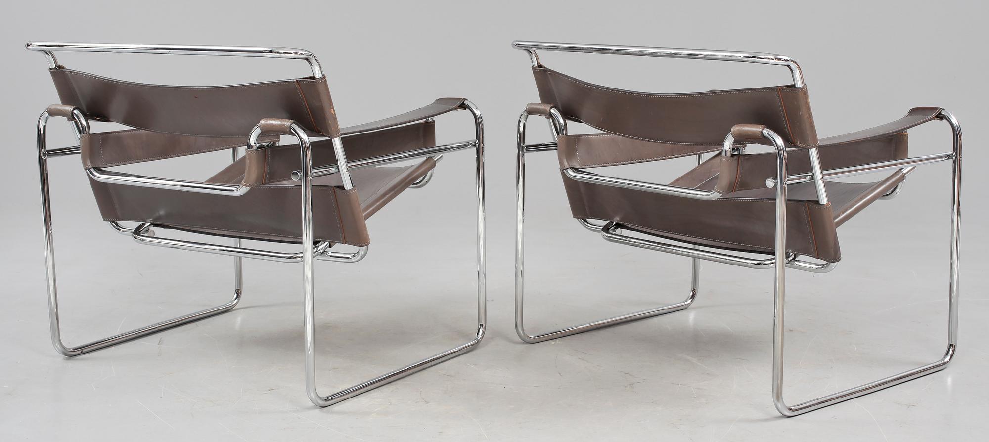 FÅTÖLJER, ett par, "Wassily", Marcel Breuer, efter, tillverkad av Knoll International, 1980-tal.