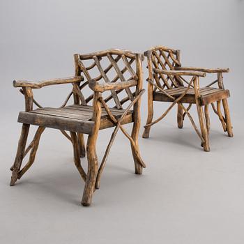 PUUTARHAKALUSTE, 3-osainen, 1900-luvun alkupuoli.