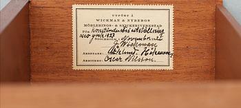 OSCAR NILSSON, praktskåp, Wickman & Nybergs Möblerings- och Snickeriverkstad, Stockholm 1926.
