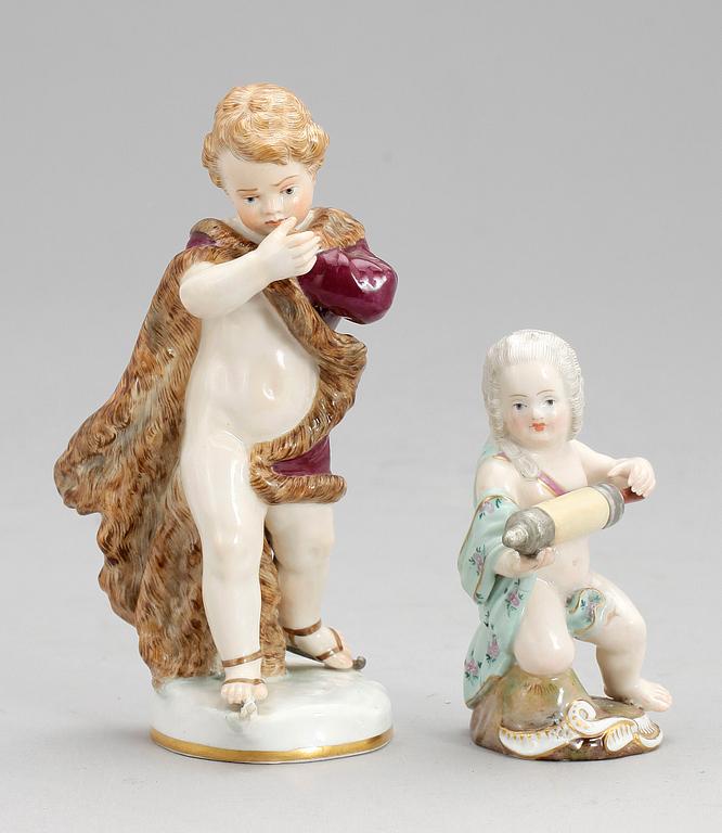 FIGURINER, 2 st, porslin, Meissen, 1900-tal.