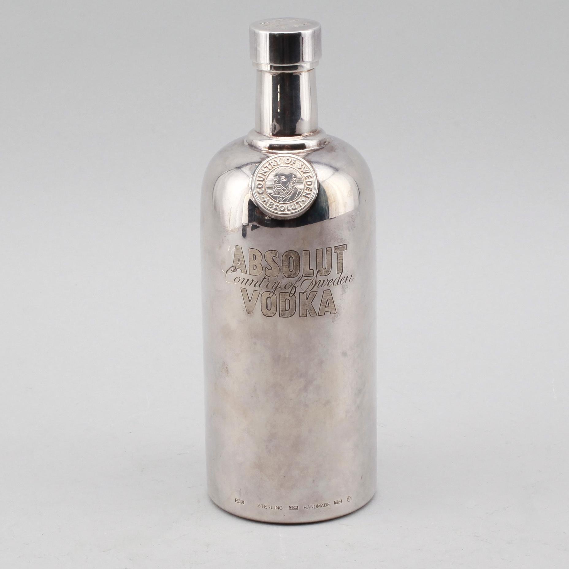 FLASKA, sterlingsilver, Cris, Stockholm, 1993. Vikt ca 529 g.