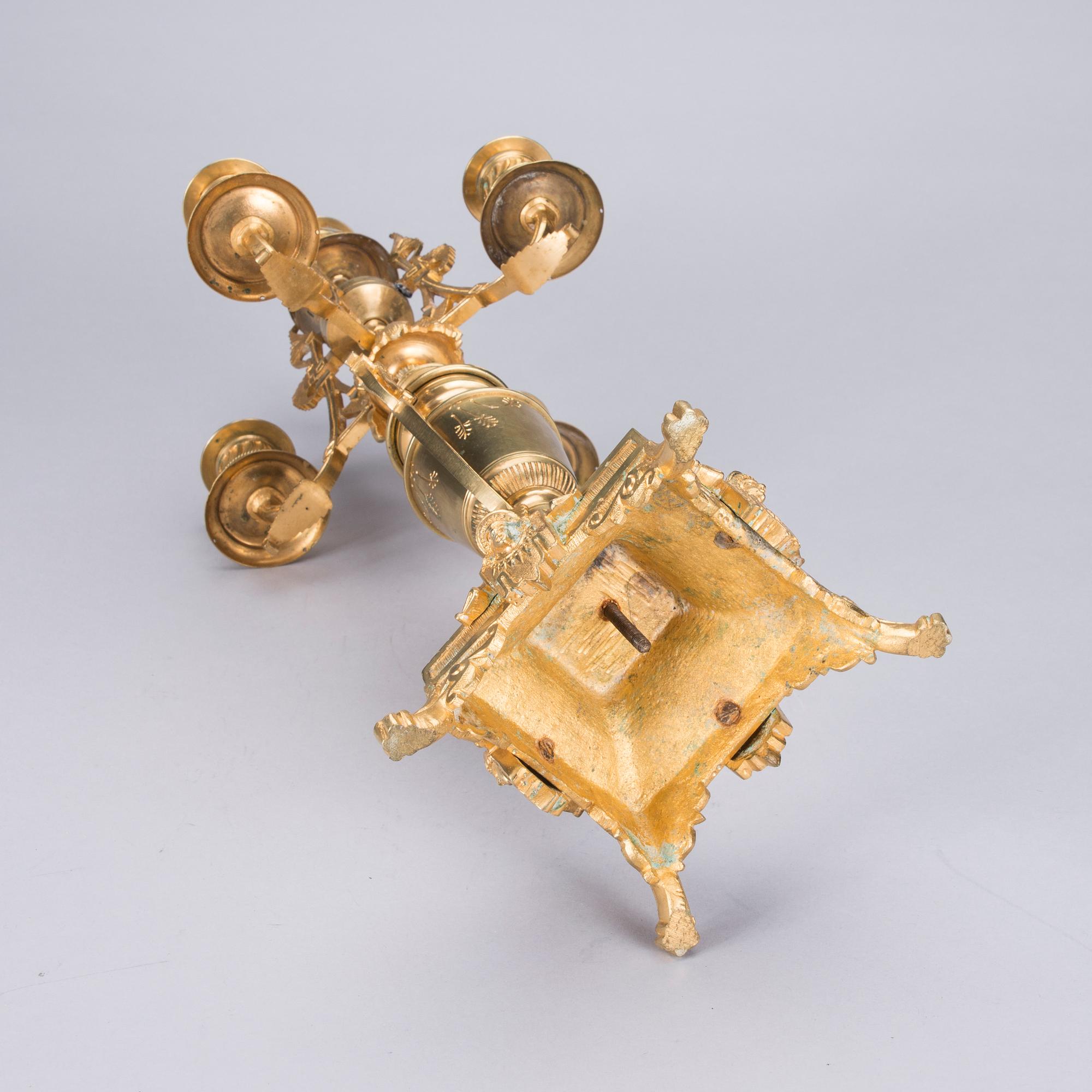 KANDELABER, förgylld brons, Ryssland ca 1870-1880.