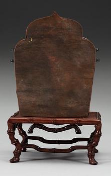 A gilt bronze Sinotibetan figure of Amitayus with a reliquary, 17/18th Century.