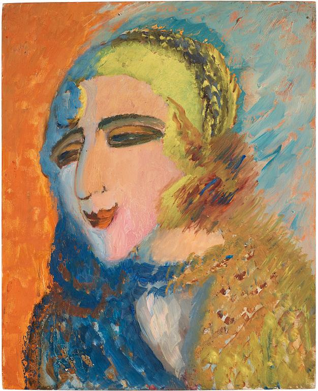 Sigrid Hjertén, "Flickhuvud i gul mössa" (Girl head in yellow hat9.