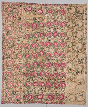 204. An antique Suzani embroidery from Uzbekistan, 208 x 176 cm.