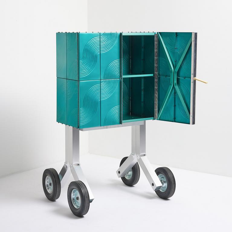 David Taylor, a unique cabinet, "Aluminium Cabinet", Studio Mellösaverken, Sweden, 2025.