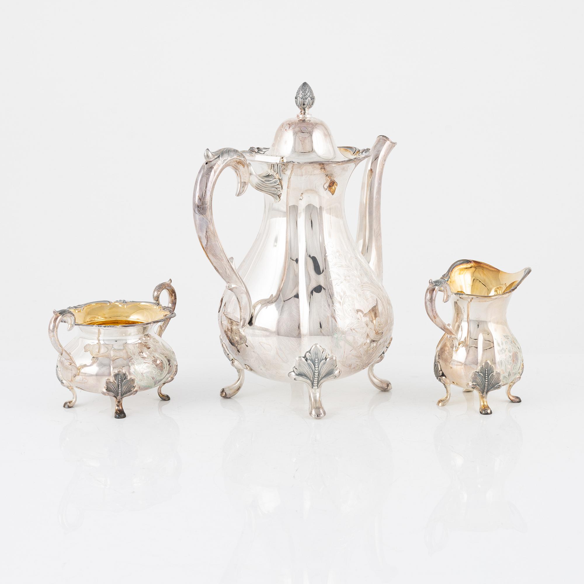 A three-piece silver coffee set, Kultakeskus, Hämeenlinna, 1975.