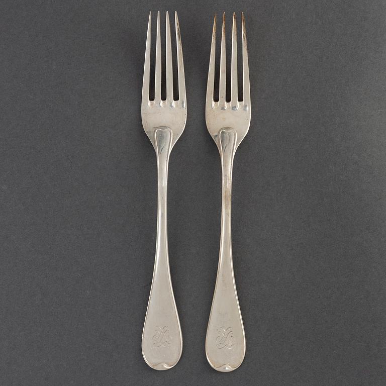 CF CARLMAN, 18 st, silver forks, Stockholm 1935.