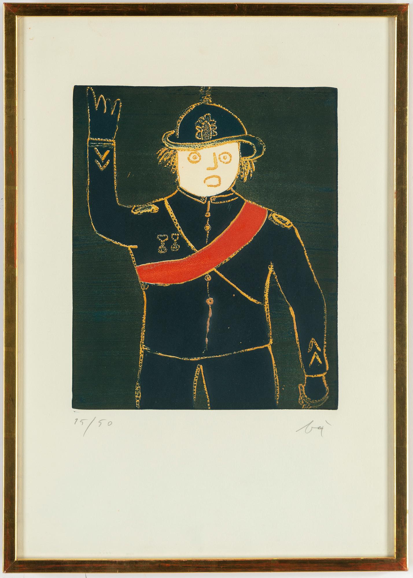 ENRICO BAJ, lithograph in colours, signed 15/50.