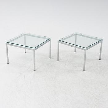 A pair of 1980's glass top side tables.