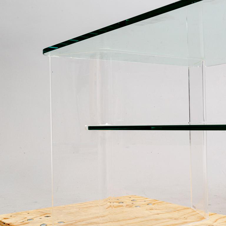 A late 20th century glass and plexi side table.