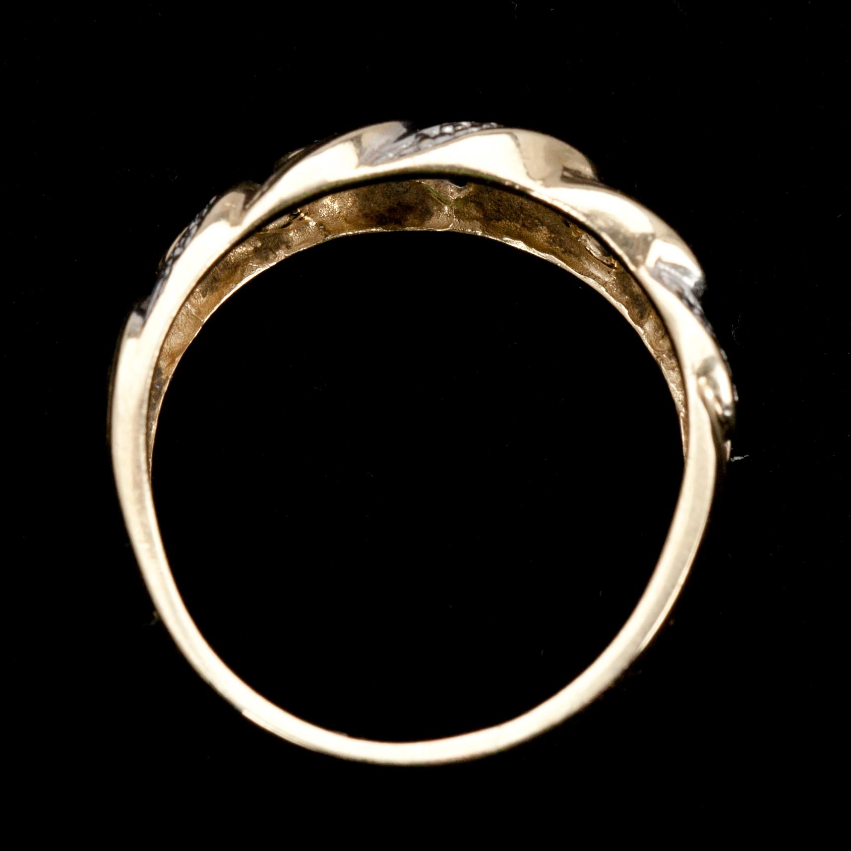 RING, guld 14K, 6 små diamanter, finska stämplar. 1900-talets slut. Vikt 3,5 g.
