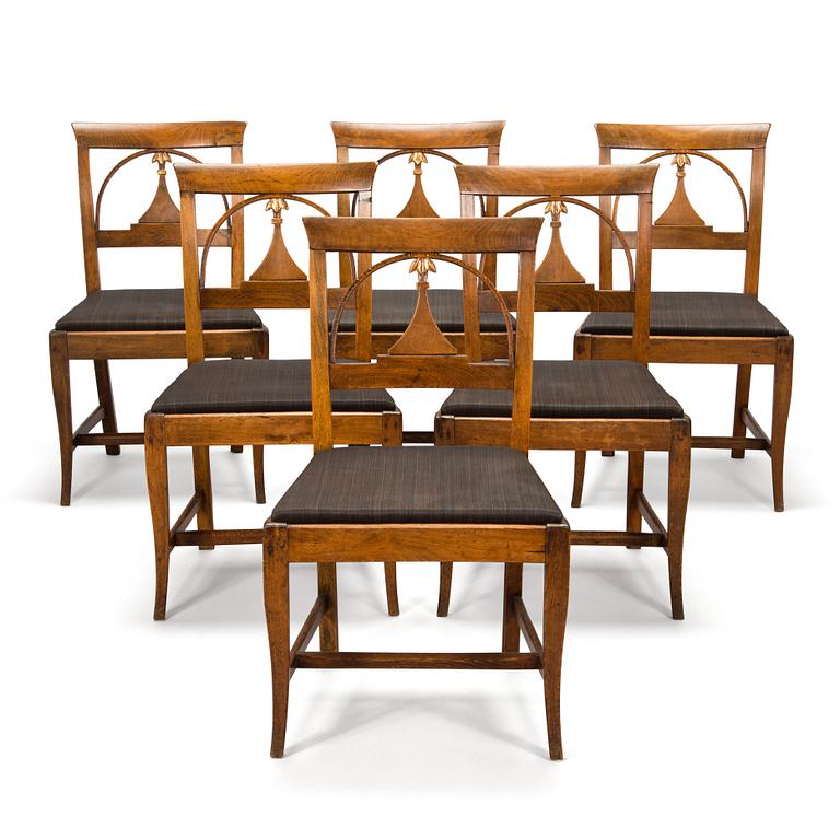 Six beech chairs from southern Jutland, Denmark, circa 1800.