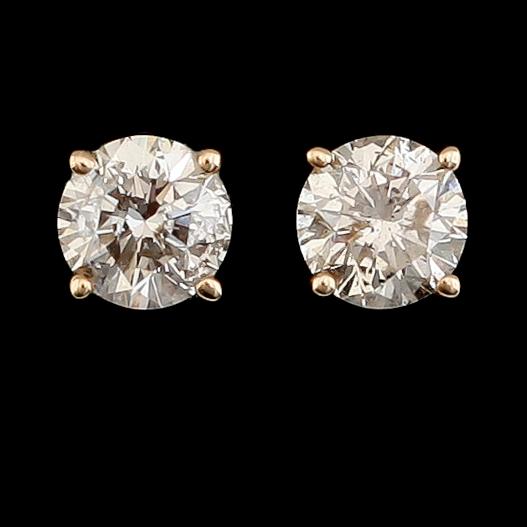 ÖRHÄNGEN, 1 par, 14 k guld, briljantslipade diamanter tot 0.63 ct.