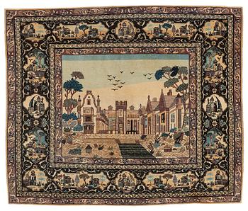 479. An antique Keshan 'Dabir' rug, Central Persia, c. 128 x 109 cm.