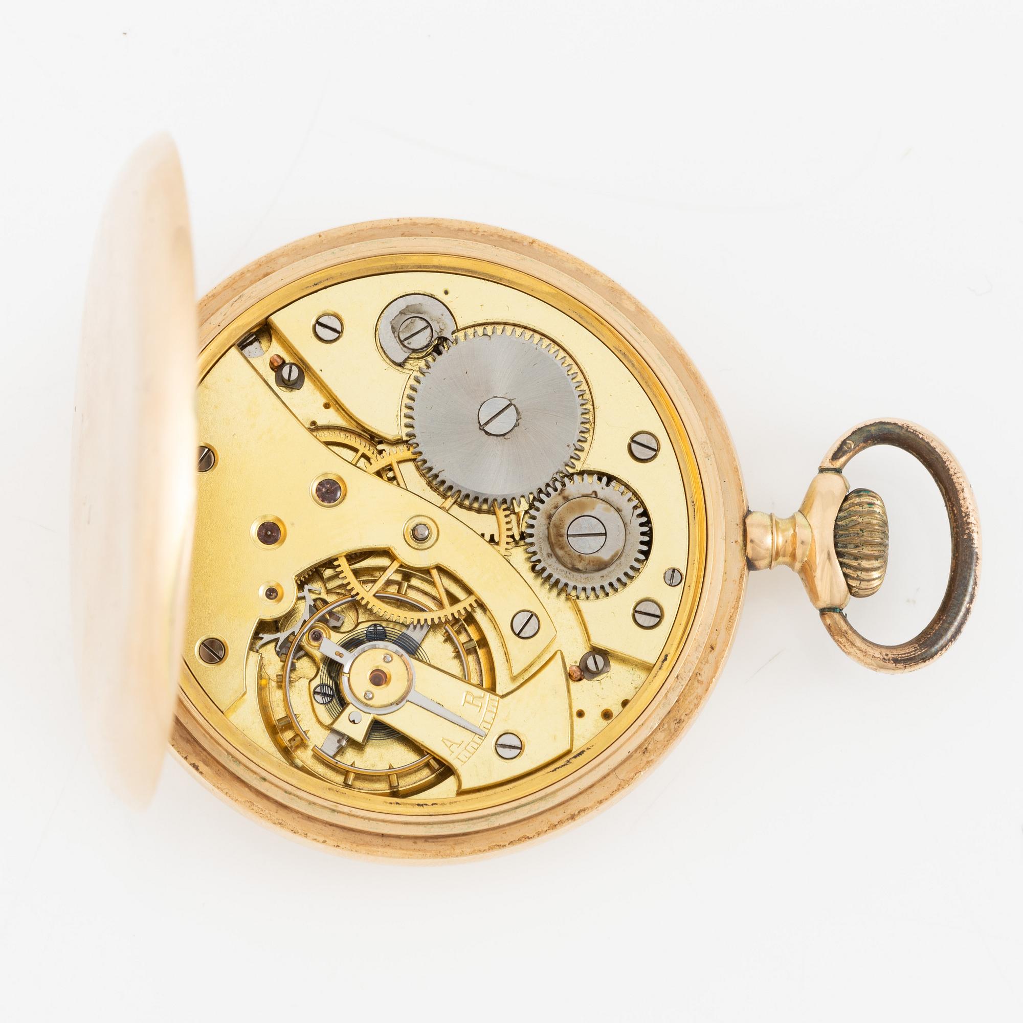 Pocket watch, 14K gold, 50.5 mm.