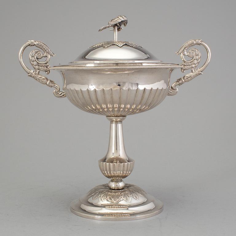 ANDERS LUNDQVIST, Stockholm, 1826, sockerskål, silver, empire.