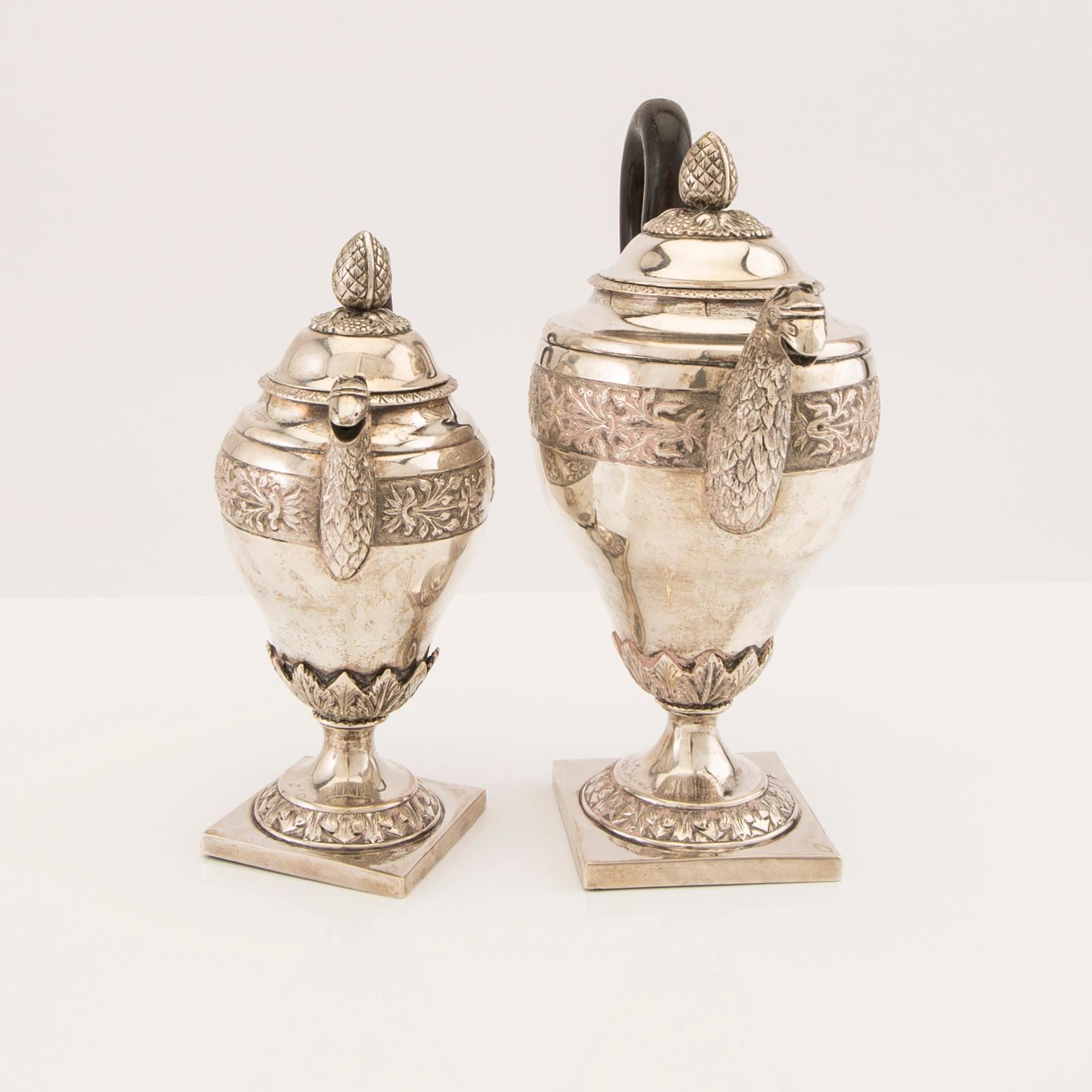 Teservis 3 dlr Empire silver okända stämplar.