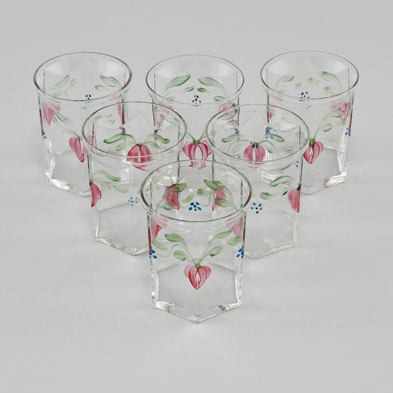 SELTERGLAS, 6 st, "Maja", Eva Englund, Orrefors, 1900-talets andra hälft.