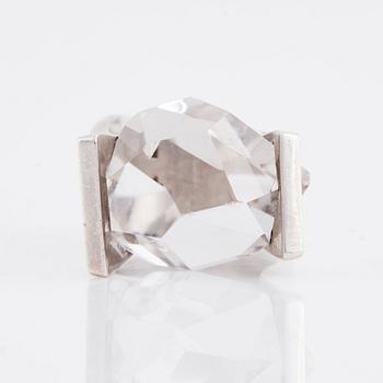 Rey Urban, a sterling silver ring set with a faceted rock crystal, Stockholm 1982.