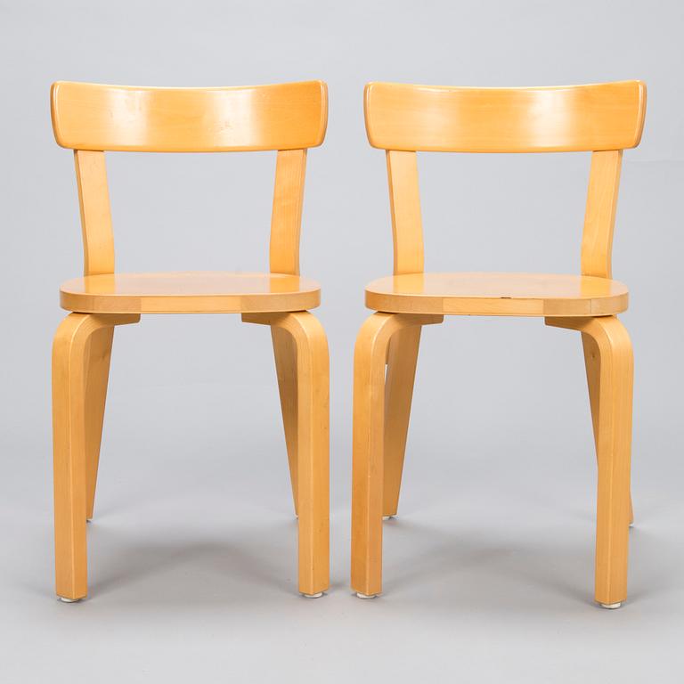 ALVAR AALTO, Tuoleja, 4 kpl, malli 69, Artek. 1900-luvun loppu.