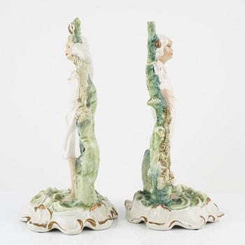 Capodimonte, a pair of creamware figurines, Italy mid 20th century.
