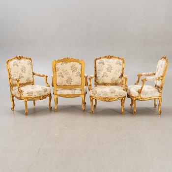 A seven pcs Louis XV style suit first half/mid 1900s.