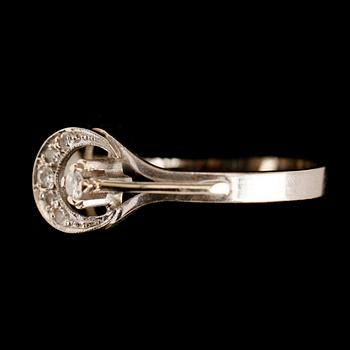 RING, 18 k vitguld, briljantslipade diamanter.